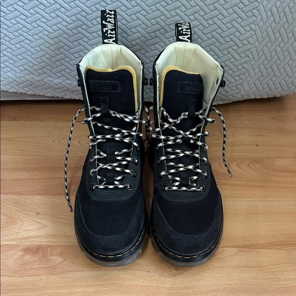 Dr Martins Black Lace-Up Platform Boots with Contrast Trim clear sole